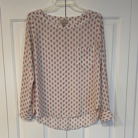 LOFT Blouse with Pink and Cream Pattern Size S - Picture 7 of 7